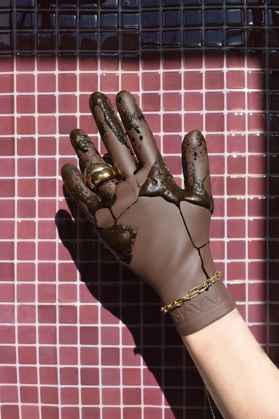 Close up of NAVVE silicone tanning Glove